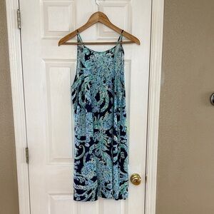 Lilly Pulitzer Teal and Navy Midi Dress